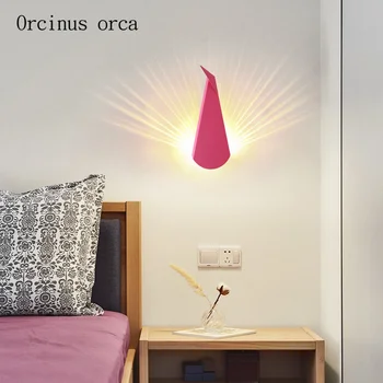 Skandinavski moderan paun zidne lampe dnevni boravak hodnik spavaća soba noćni lampe moderna kreativni led u boji iron zidna svjetiljka