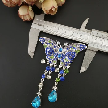 100pcs/ 60mm Wedding Party Fashion Jewelry Prilično Butterfly Animal Green Blue Purple vještački dijamant Crystal Pin Brooch