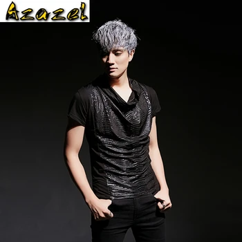 Topla Plima Muška Ljetna Nova majica s kratkim rukavima Korejski Tanak Frizer Trend Majica Muška Casual Moda Patchwork Odjeća M-XL