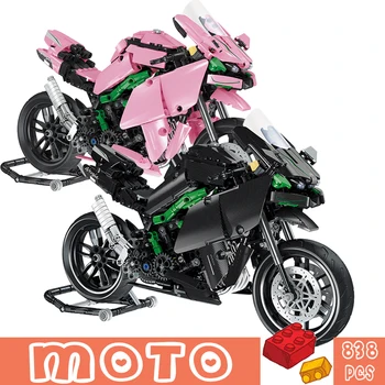 High-tech Gradivni Blokovi Motocikl Model Igračke za Djecu Djeca Cigle Setovi Darove Super Speed Trkaći Automobili 838 kom. MOTO