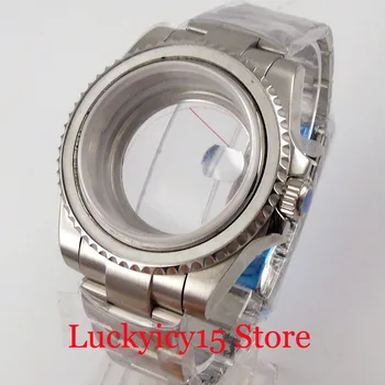 40mm SUB Silver Color Mental Automatic Watch Case for NH35A Brushed Oyster Strap Seeing Backcover SSapphire Glass