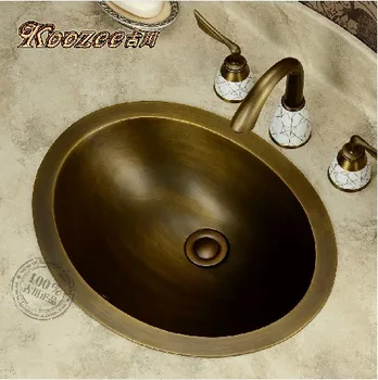 Europska dvorište starinski bakrenu zdjelicu umivaonik elipsoidni umivaonik za kupaonicu