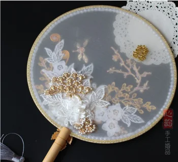 2021 kineski stil hanfu pribor metel gold translucence nevjeste drže cvijeće za vjenčanje cijele ventilator rekvizite za snimanje fotografija kućni dekor