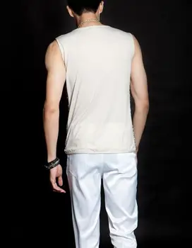 Pjevačica faza Srebrne šljokice muški prsluk muški pulover 2020 brand roupas masculinas seksi tenk 1 camisetas regatas masculinas 2XL