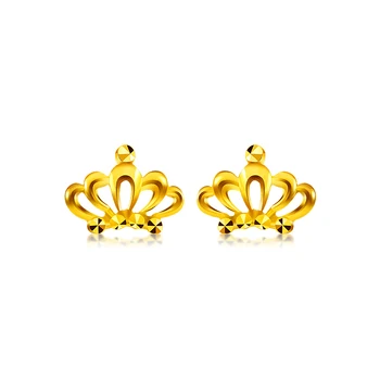 BHD 24K Pure Gold Earring Real AU 999 Solid Gold Earrings Elegant Crown Upscale Trendy Classic Fine Jewelry Hot Buy New 2020