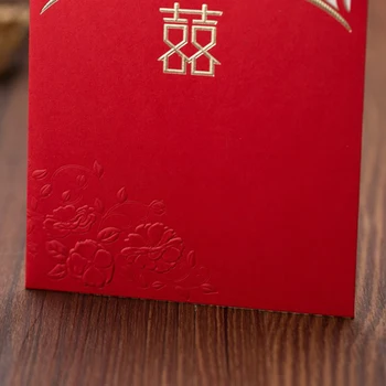 (50 kom./lot) Lasersko Rezanje Zlatni Cvijet Iris Vjenčanje Pozivnice Razglednice Individualni Print Crveno Čipka Večernje Čestitki, Pozivnica CX060G