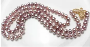 Odličan 9-10 mm okruglo lavanda biserna ogrlica 28 cm