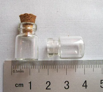 1000 X 0.6 ml Mini Prozirna Staklena Boca s Drvenim Čepom za Višekratnu Upotrebu Prazne Male Bočice Za Uzorke Želeći Boce Kozmetičke Bočice