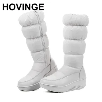 HOVINGPlus dimenzije 35-44 nove trendy zimske zimske čizme, cipele na platformu cipele do sredine kavijara ženske čizme pune boja bijela munja