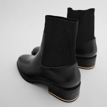 Marke Kratke čizme Chelsea Za Žene, Jesen / Zima 2020, Univerzalni Cipele s Debelim Petama s okruglim vrhom, Crnci Strme Čizme s Vrhom