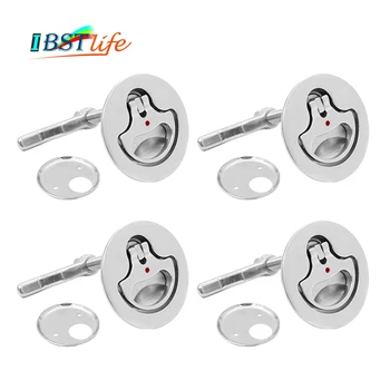 4PCS Marine Grade SS316 Cam Latch Flush Pull Deck Hatch Latch Lift Handle with Back Plate Boat Hardware Accessories