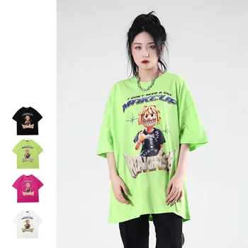 2021 Hip-hop Visoke kvalitete Harajuku Modni Brand Par Muškaraca I Žena s kratkim rukavima majica Besplatno Prevelike Pamučne majice