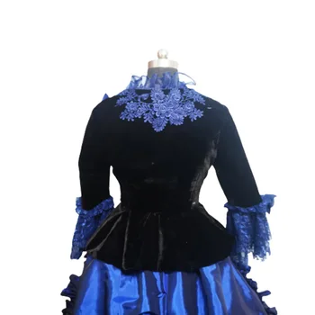 2021 Novi plavi elegantan Halloween Cosplay haljina Kolonijalne Gruzijski Renesanse Gotička Povijesni haljinu D-675