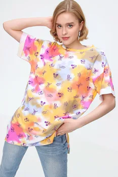 Grafički Uzorak Kao Rez Oversize Majica 2021 Ljeto Proljeće Ženska t-shirt Modni Vrhovima Seksi Print Ženski top
