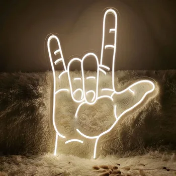 Običaj Gesta Ruke Ukrasiti Visi Na Zidu Unutarnji Prste Neonski Led Svjetlosni Znak Glavna Spavaća soba Shop Bar kao ROCK Neonski Znak