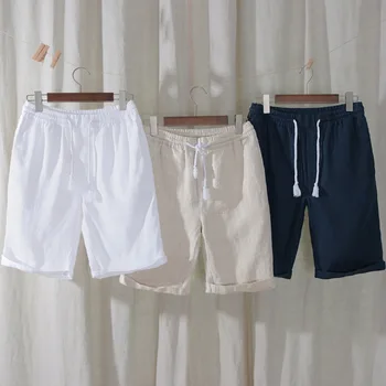 Lanene Hlače za Muškarce Ljetnim Svakodnevne Uske Kratke hlače Za Muškarce S jednobojnu Sportska Odjeća, Kratke Hlače Bermuda Hlače