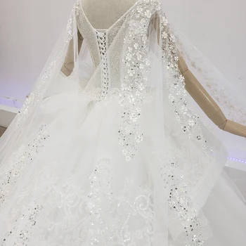 HTL1524 Elbise vjenčanicu sa Dugim Накидкой Luksuzni Perle kratkih Rukava Ruga Vjenčanje Ball Haljina haljina donje 2020