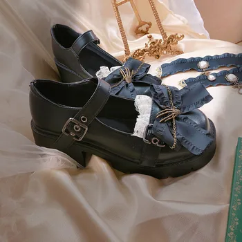 Mračni Gotički Stil Ženske cipele cijele čarapa Fine Usta Gležanj-Remen, Cipele Platforma Casual Cipele Lolita Ulica 2021 Novi