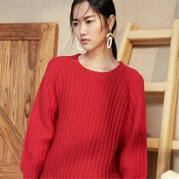 Ručni rad od čiste vune debele pletene ženski casual однотонный H-izravan pulover džemper one&over size