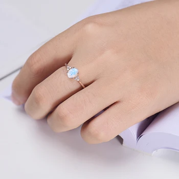 SKM Vintage prsten od ružičastog zlata 14k za žene prsten lunarni kamen Vjenčano prstenje dizajnerske Jubilarni Luksuzni Nakit
