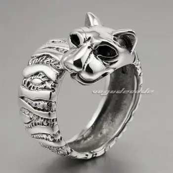 Prsten za žene Solid 925 Sterling Silver leopard Big Cat Ring 8E002