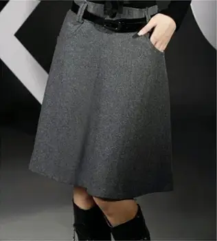 2021 Trendy Ženske Cipele Jesen-Zima Mornarska Suknja S Visokim Strukom Trapeznog Oblika Suknja Plus Dimenzije Svakodnevno Suknja Suknje Za Žene Saias
