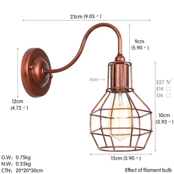 Američki Led Zidna Svjetiljka Edison Klasicni Industrijski Zidne Svjetiljke Zidne Svjetiljke Iron Crna Potkrovlje Krevet Zidne Lampe Home Dekor Rasvjeta