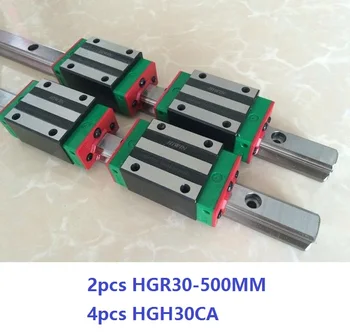 2 komada originalni Hiwin linearni uvodni željeznički HGR30 -L 500 mm + 4kom HGH30CA ili HGW30CA Linearni blok Prijevozu Za CNC HGW30CC