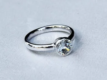Prilično Sjajna 1CT D VVS1 Moissanite Diamond Ring Solid 18K White Gold Promise Ring Fine 750 Donje Prsten