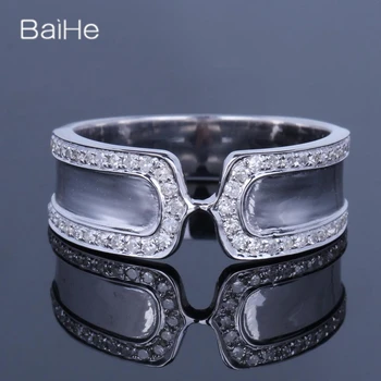 BAIHE Real Solid 14K White Gold H/SI Natural Diamond Ring Man Women Wedding Trendy Fine Jewelry Making Ring prsten Anneau Anillo