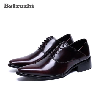 Batzuzhi / Muške cipele Od prave kože; Funky Službena Kožne Cipele sa oštrim Vrhom; Muška Poslovna Večernje cipele čipka-up; Gospodo Zapatos Homb