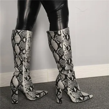 Dovereiss / Funky ženske cipele; zima lakonski malčice cipele na munje; Novo; serpentina; oštar čarapa; masivne čizme do koljena, na petu 35-47