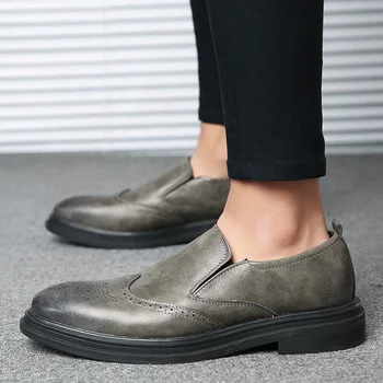 Gospodo modeliranje cipele u stilu Brock kožne vjenčanje muške cipele na ravne cipele kožne оксфордские cipele od manekenske cipele