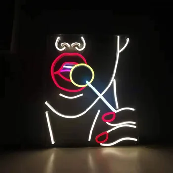 Lollipop Girl Neon Sign Svjetla Art Wall Decorative Svjetla Decoration Gir's Room Led Flex Neon Indoor Acrylic