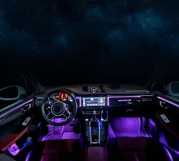 Led Žarulje Za Porsche Macan 2018-2020 Automobilska svjetla Vrata Panel 64-boji Difuzno Svjetlo Set Dekorativne Atmosferskog Osvjetljenja