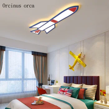 Kreativni crtani raketa stropna svjetiljka dječak spavaća soba dječja soba svjetlo Skandinavski moderan kompaktan LED avion stropna svjetiljka besplatna dostava