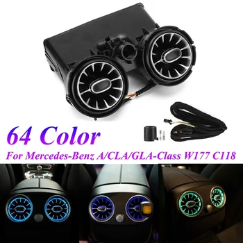 64 Boji Auto Stražnji naslon za ruku LED Turbine Air Vent Ambient Light Kit za Mercedes-Benz C GLC-Class W205 X253 2019-2021