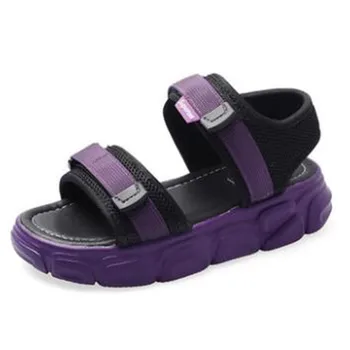 Vogue Nice New Summer Student Universal Velcro Sports Thick Soled Beach Shoes, Sandals Female Vogue Style Women Black Purple