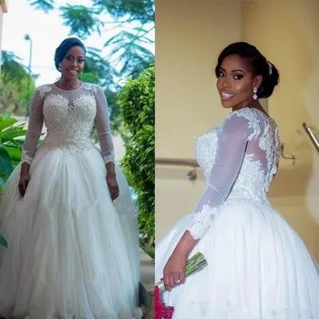 Berba Plus Size Čipke Vjenčanje Haljine Dugih Rukava Čipke vjenčanicu Dragulj Afrički Boem Plaža vjenčanice za Mladenke