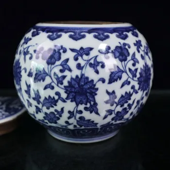 Kineski Stara Porculanska Lonac s Plavim i Bijelim Lotosa