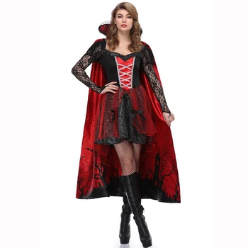 Crna i Crvena Gotička Tamna Kraljica Halloween Kostime Za Žene Vampir Cosplay Maske, Kostim za Odrasle Karneval Večernje Seksi Kostim Vrag