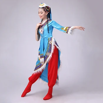 Djevojke Tibetanski Plesni Kostim Kineska Tradicionalna Odjeća Performanse Tibetanski Odjeća Etnički Manjina Scenski Kostim S-3XL
