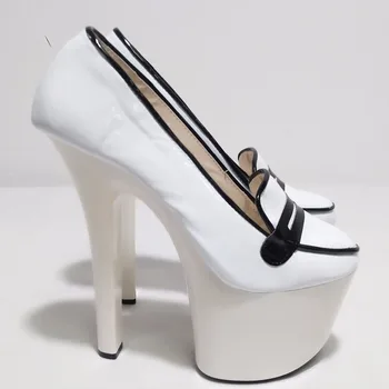 Novi 17 cm Ženske Cipele Mary Jane Dame u Visokim Petama Vjenčanje Bijele Cipele Na Debelom Petu Pumpi Lady Dance Cipele