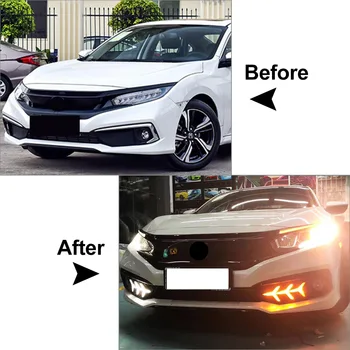 Za 2019-2020 Honda Civic je Auto Dynamic Turn Signal Lamp DRL LED Daytime Running Light LH+RH 2x