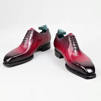 Kožne cipele muške Oxfords od teleće kože reljefni крокодиловый uzorak od manekenske cipele Goodyear Welted vrhunsku kvalitetu ručne izrade luksuzna cipele