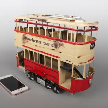 Modeliranje trag decker bus model kovanog željeza retro nostalgične caffe bar prozor kabineta nakit nakit