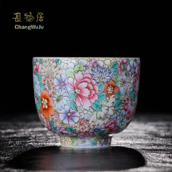 Changwuju in Jingdezhen Cups & Saucers the unikatni famille rose Kung-Fu tea cup auspicious pattern for host use by Jinhongxia