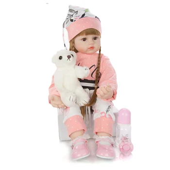 60 cm fleksibilan i mekan silikon reborn baby dijete pincess djevojka lutka smeđa kosa moda Božićni poklon igrati kuća igračka lutka