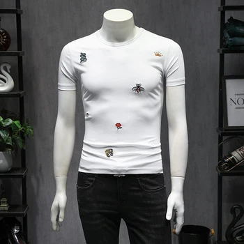 Great Top Quality US Designer Brand Embroidery men ' s T shirt 2020 Summer Mercerized Cotton Solid Short Sleeve Men T-shirts 9210