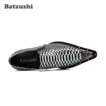 Batzuzhi / Funky muške cipele u Zapadnom Stilu, Formalne poslovne kožne modeliranje cipele s Oštrim Metalnim Vrhom, Muške cipele Za Stranke, zapatos de hombre